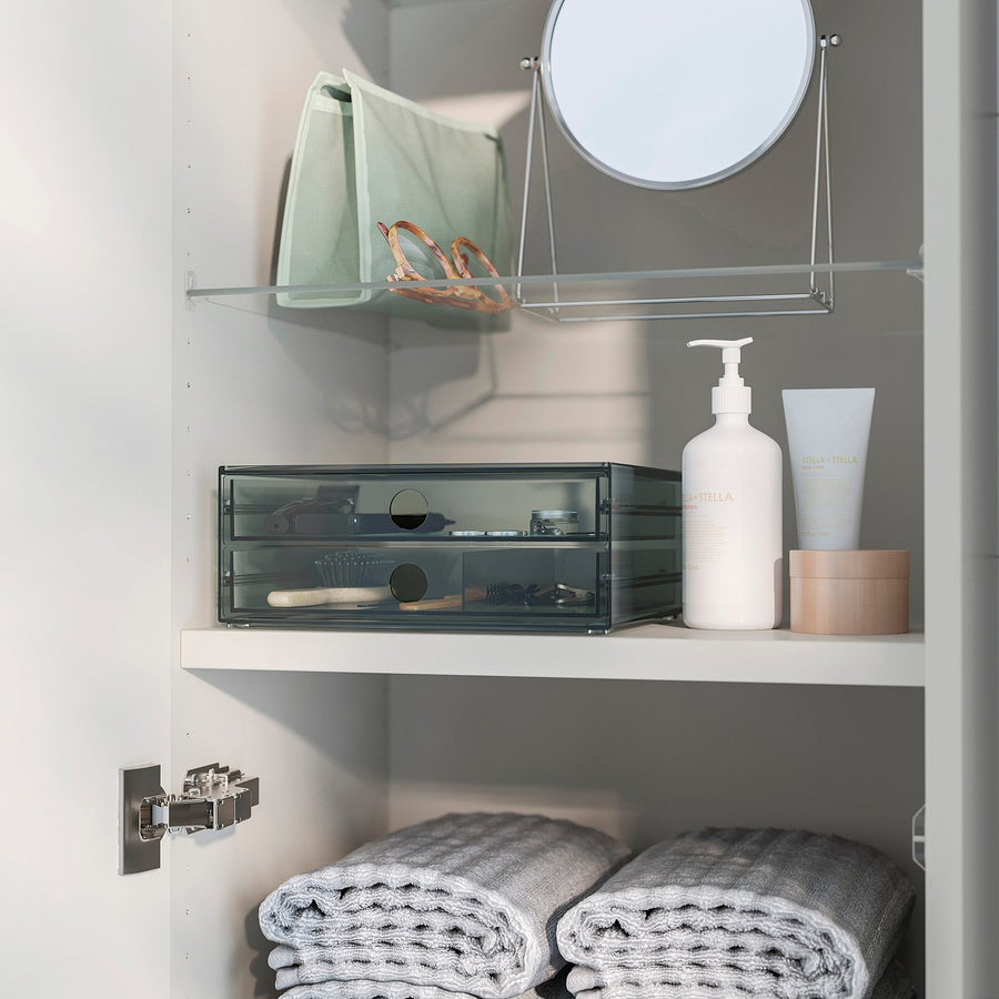 VISSLAÅN mini chest with 2 drawers, grey, 23x19x9 cm