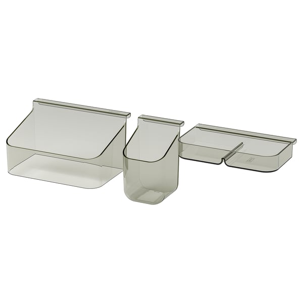VISSLAÅN drawer organisers, set of 3, grey