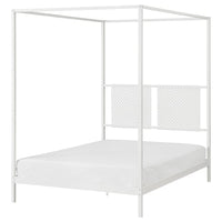 VITARNA four-poster bed frame, white Luröy/Skådis white, 140x200 cm