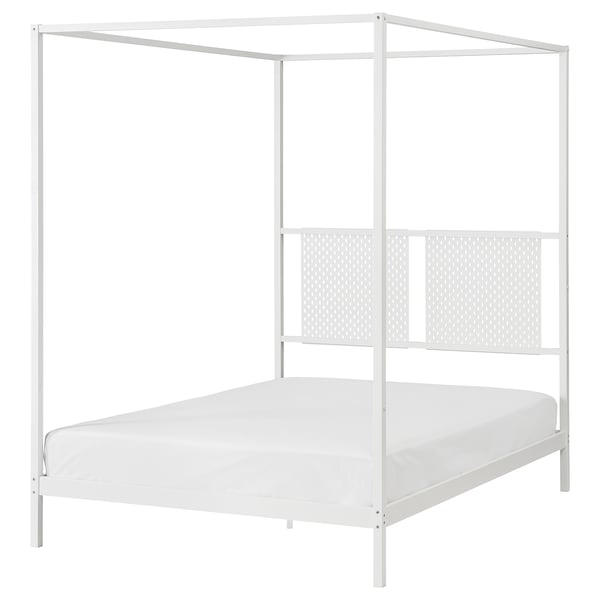 VITARNA four-poster bed frame, white Luröy/Skådis white, 140x200 cm