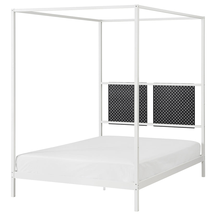 VITARNA four-poster bed frame, white/Skådis black, 140x200 cm