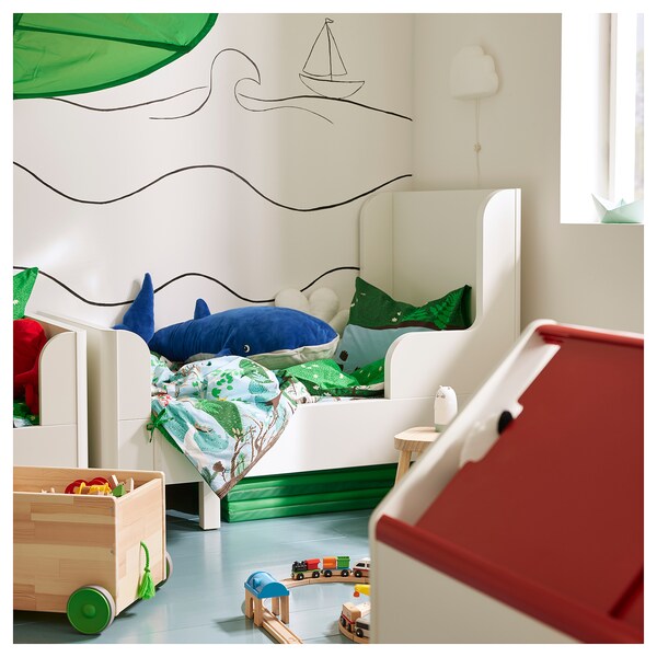 VITBJÖRN storage unit with drawer, white/red, 80x55x78 cm