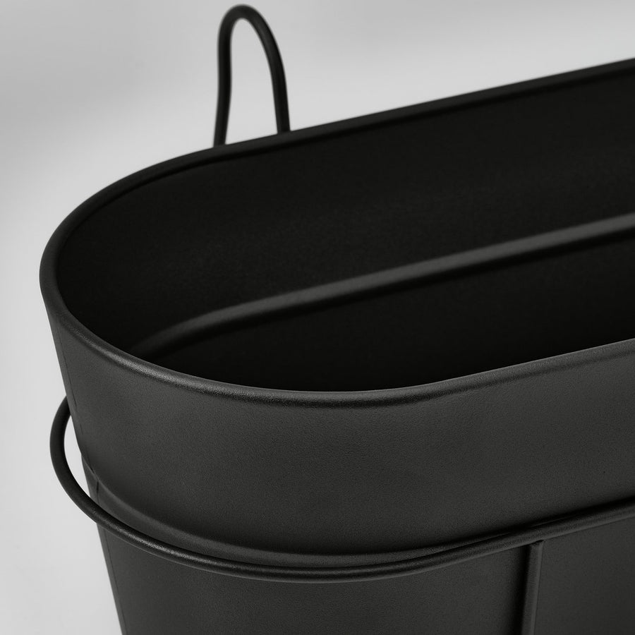 VITLÖK flower box with holder, in/outdoor/anthracite, 56x20 cm