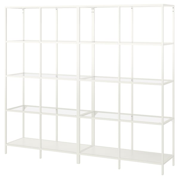 VITTSJÖ storage combination, white/glass, 200x36x175 cm