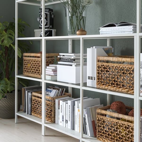 VITTSJÖ storage combination, white/glass, 202x36x175 cm