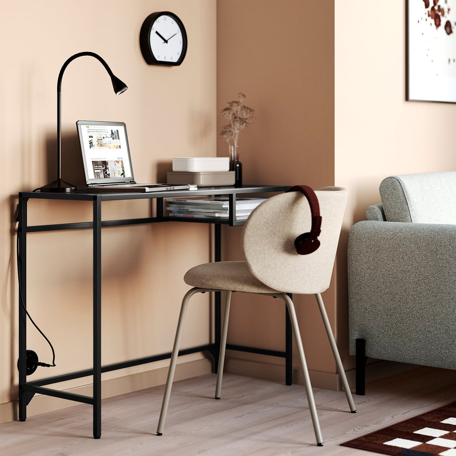 VITTSJÖ / KRYLBO desk and chair, black-brown/dark beige