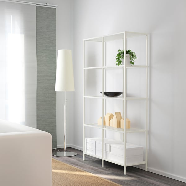 VITTSJÖ shelving unit, white/glass, 100x175 cm