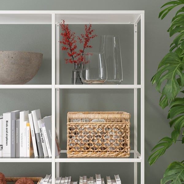 Ikea VITTSJÖ - Shelf, white/glass, 100x175 cm