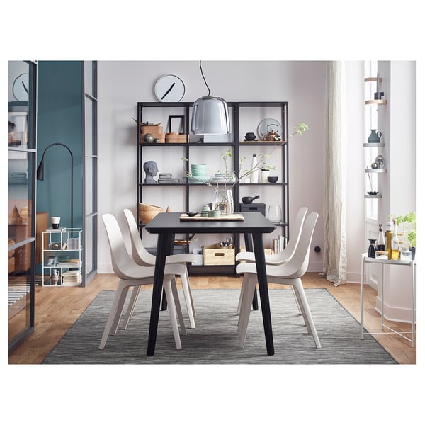 VITTSJÖ storage combination, black-brown/glass, 151x36x175 cm