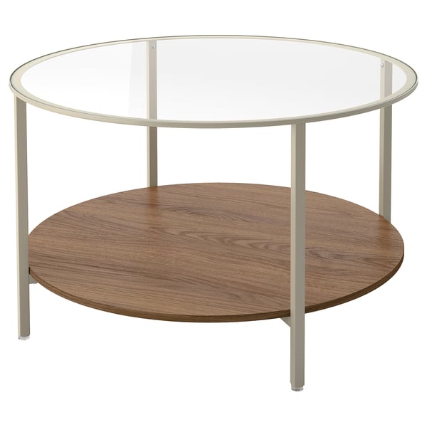 VITTSJÖ coffee table, light beige/glass, 75 cm