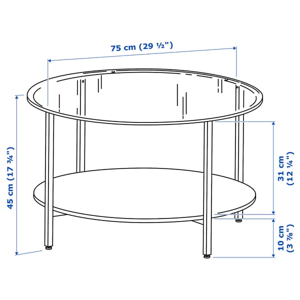 VITTSJÖ coffee table, black-brown/glass, 75 cm