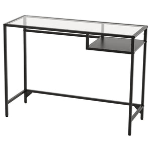 VITTSJÖ laptop table, black-brown/glass, 100x36 cm