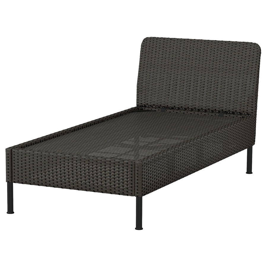 VITTSKÄR modular chaise longue, outdoor/plastic rattan dark grey, 80 cm