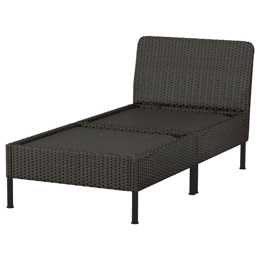 VITTSKÄR modular chaise longue, outdoor/plastic rattan dark grey, 80 cm