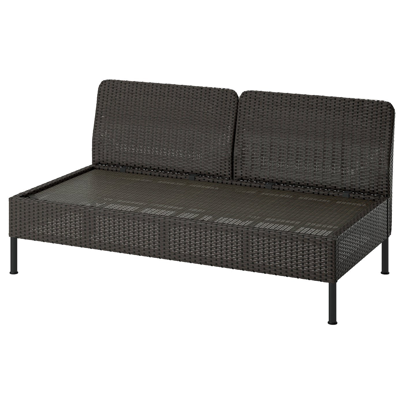 VITTSKÄR 2-seat sofa, outdoor/plastic rattan dark grey, 160x79x89 cm