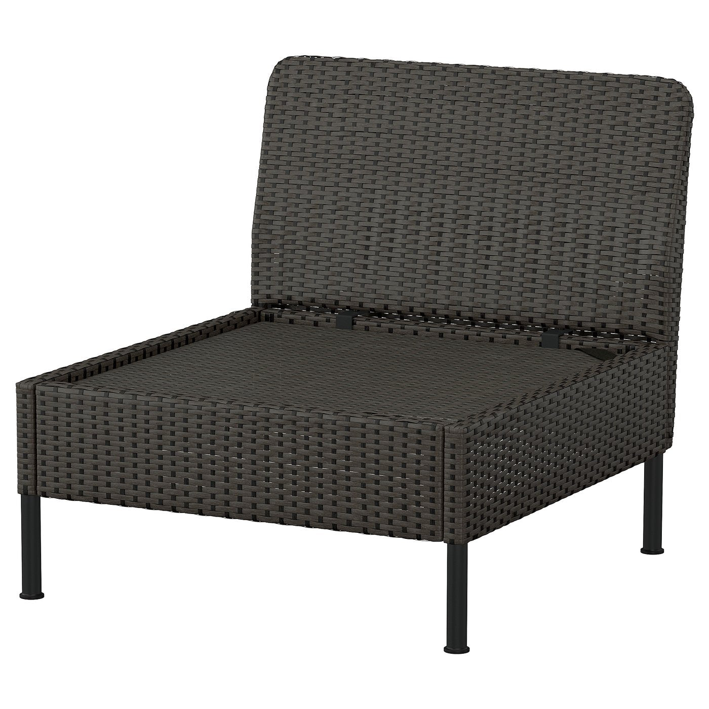 VITTSKÄR modular easy chair, outdoor/plastic rattan dark grey, 80x79x89 cm