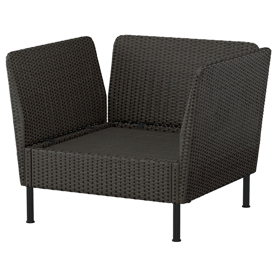 VITTSKÄR modular lounge chair, plastic rattan dark grey, 80x79x89 cm