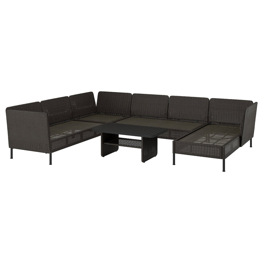 VITTSKÄR 5-seat conversation set, outdoor, with chaise longue/plastic rattan dark grey, 110x58 cm