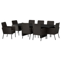 VITTSKÄR table and 8 chairs, outdoor plastic rattan dark grey, 264x96 cm