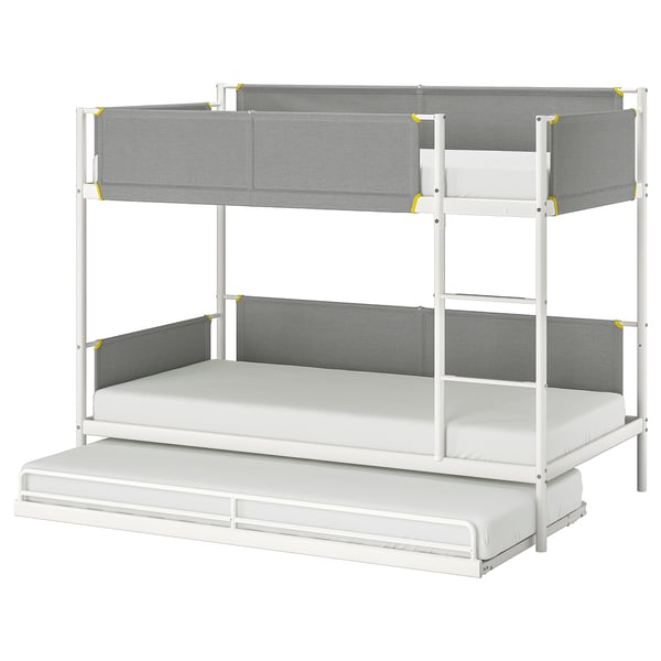 VITVAL bunk bed frame with underbed, white/light grey, 90x200 cm