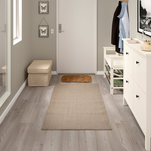 VODSKOV rug, flatwoven, natural/light grey, 80x150 cm