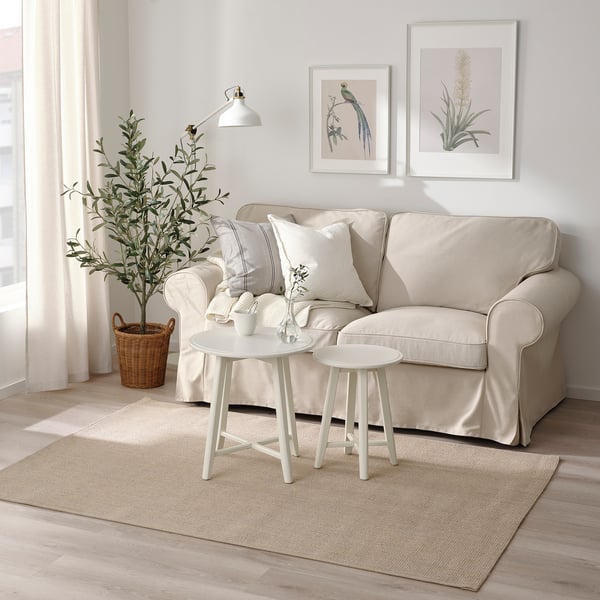 VODSKOV rug, flatwoven, natural/light grey, 133x195 cm