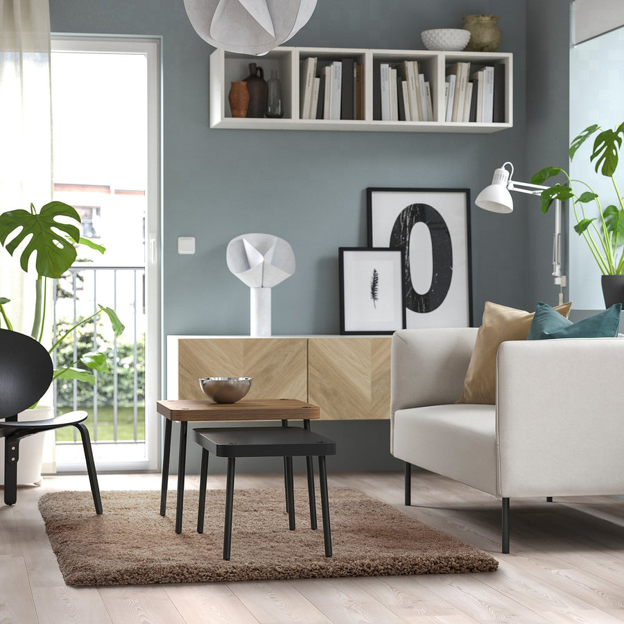 VOLLERSLEV rug, high pile, beige, 133x195 cm