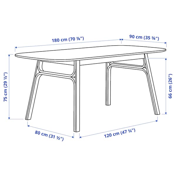 Ikea VOXLÖV - Dining table, light bamboo, 180x90 cm