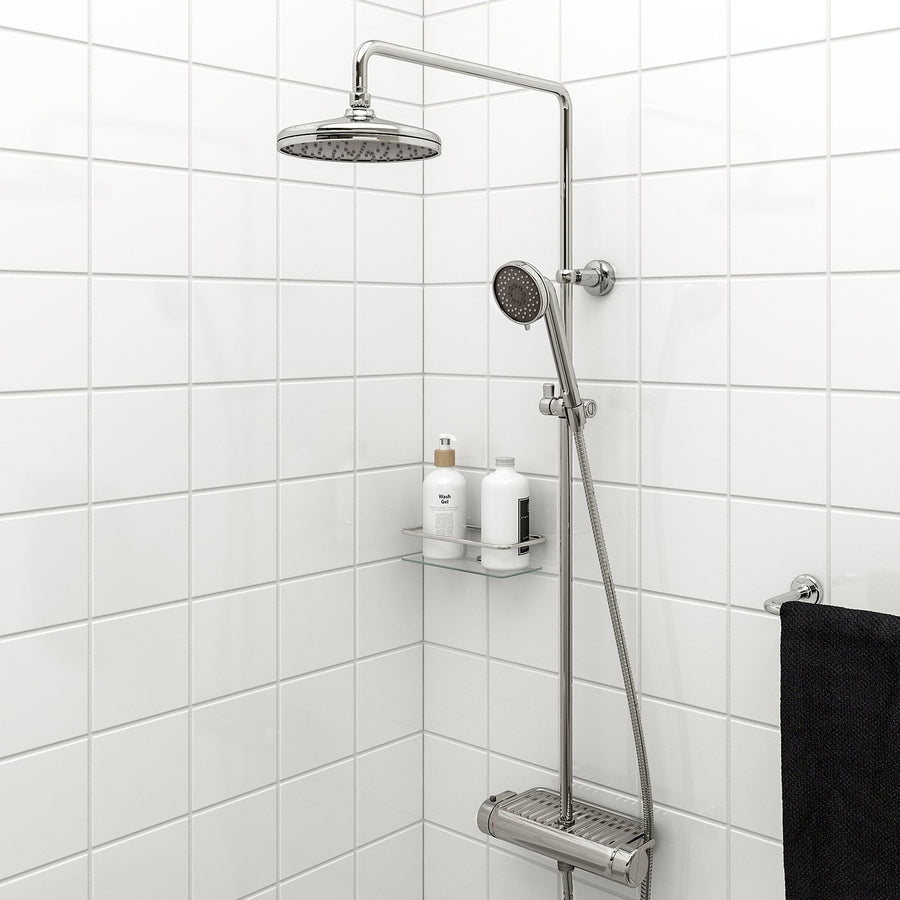 VOXNAN shower set with thermostatic mixer, chrome-plated, 200 mm