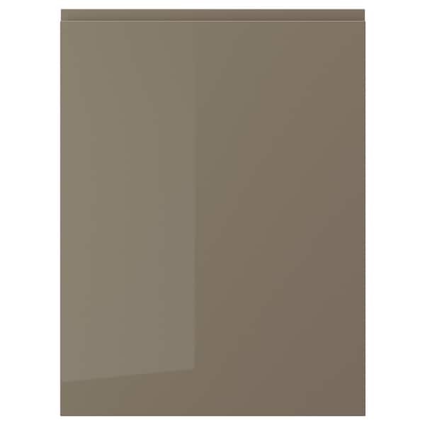 VOXTORP door, high-gloss dark grey-brown, 60x80 cm