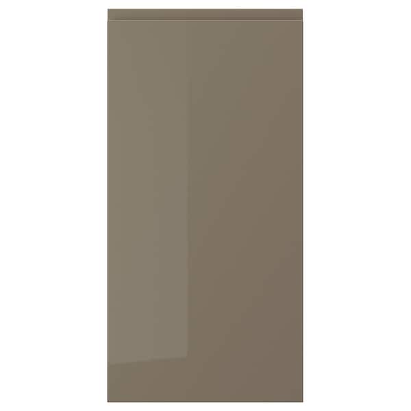 VOXTORP door, high-gloss dark grey-brown, 40x80 cm