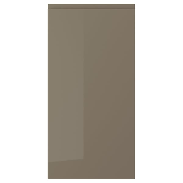VOXTORP door, high-gloss dark grey-brown, 40x80 cm