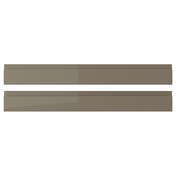 VOXTORP drawer front, high-gloss dark grey-brown, 79.6x9.7 cm, 2 pack