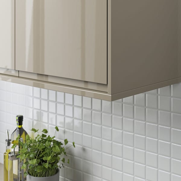 VOXTORP rounded deco strip/moulding, high-gloss dark grey-brown, 221 cm