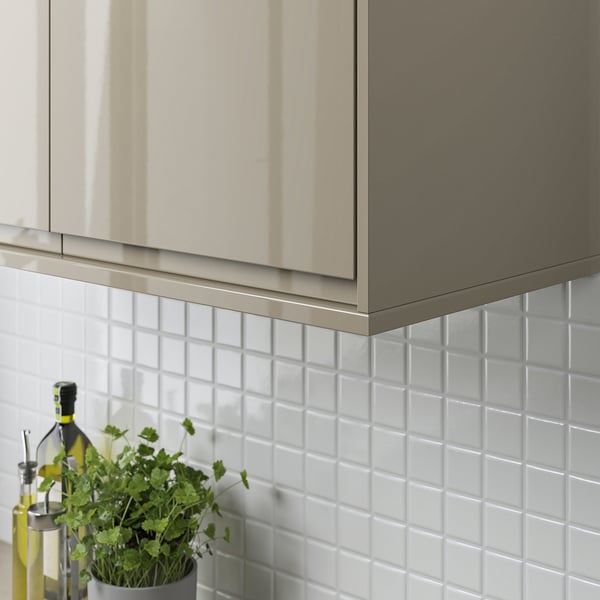 VOXTORP rounded deco strip/moulding, high-gloss dark grey-brown, 221 cm