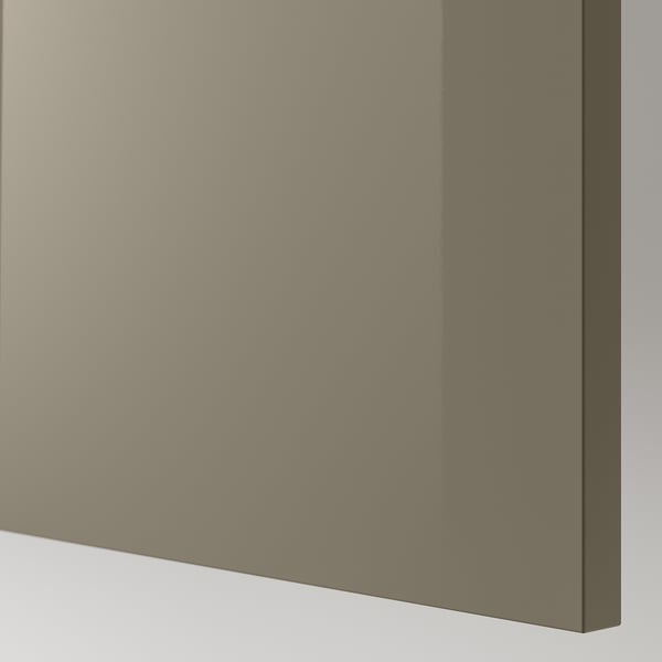 VOXTORP cover panel, high-gloss dark grey-brown, 39x240 cm