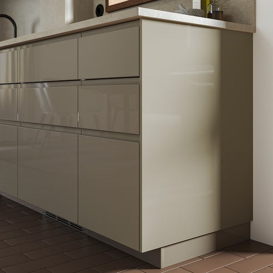VOXTORP cover panel, high-gloss dark grey-brown, 39x86 cm