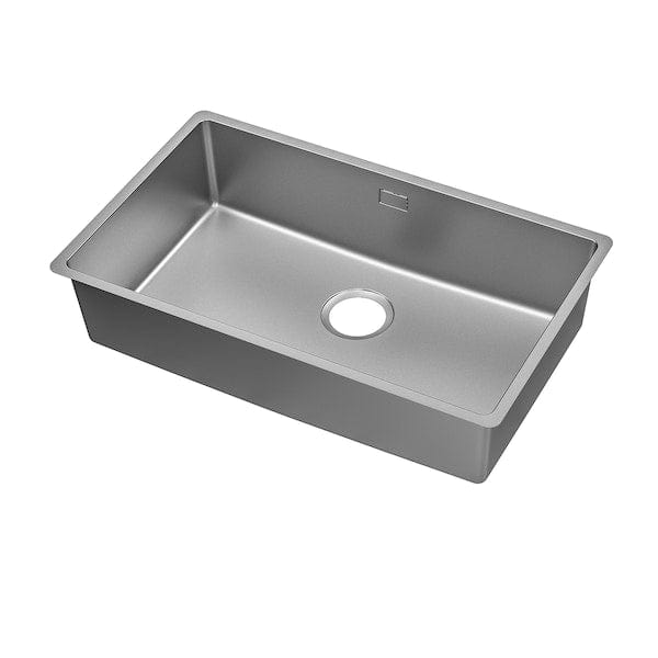 VRESJÖN inset sink, 1 bowl, Bowl depth: 18 cm
Bathtub width: 69.6 cm
Bathtub, front-back: 40 cm
Cutting width: 42.8 cm
Cut length: 72.4 cm
Front to back: 43.8 cm
Length: 73.4 cm
Depth: 43.8 cm
Capacity: 36.0 l