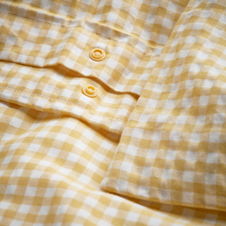 WEYMOUTHTALL duvet cover and 2 pillowcases, yellow white/check, 240x220/50x80 cm