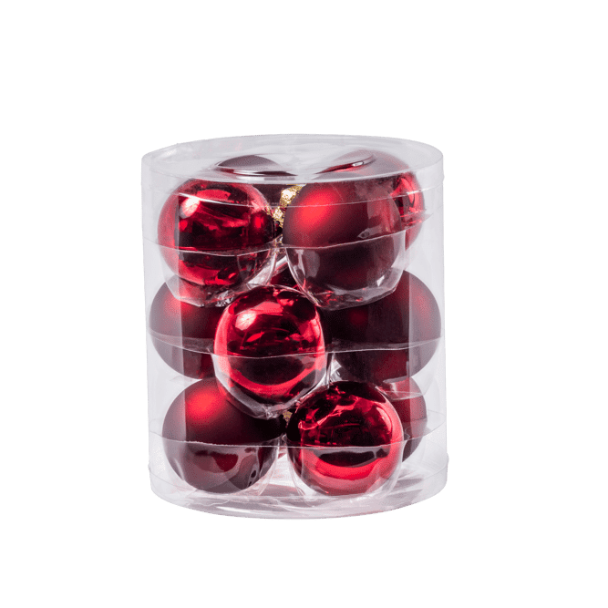 Casa DARK RED Christmas bauble set of 12 red, Ø 6 cm