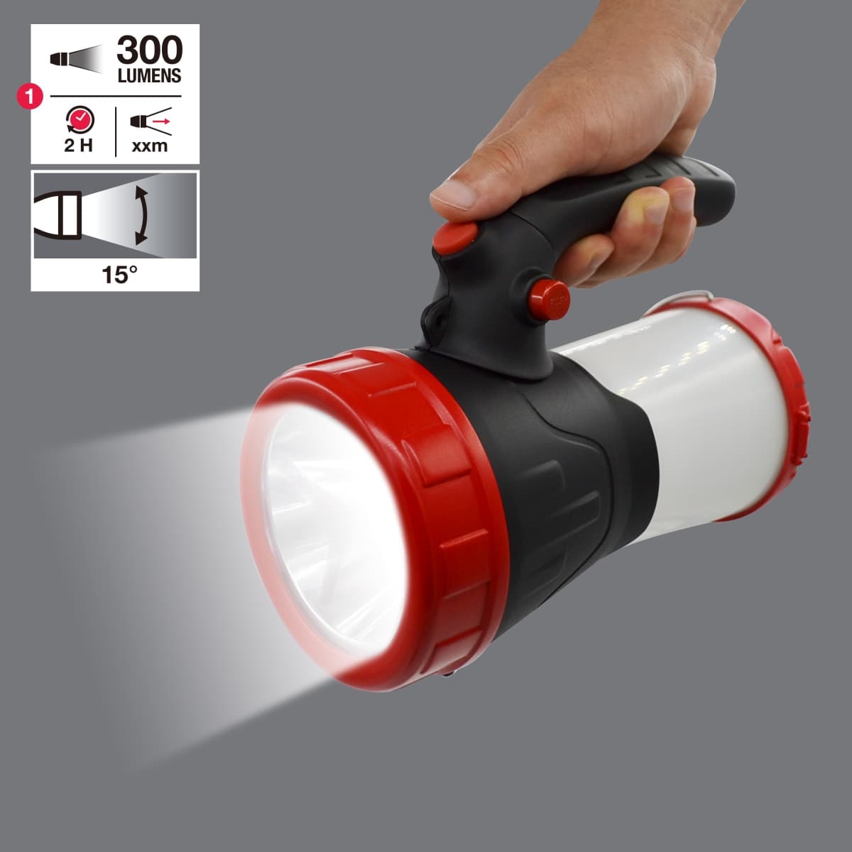 Bricocenter 3W LED TORCH WITH USB CHARGER 2200 MAH LITHIUM BATTERY DURATION 4/5H CHARGE TIME 5/6H
