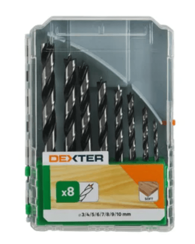 Bricocenter SET 8 DEXTER WOOD DRILL BITS MIXED DIAMETERS