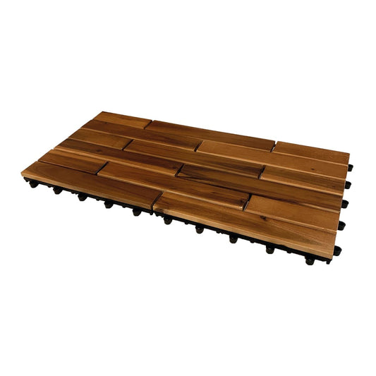 Onek acacia interlocking wood tiles, 30 x 60 cm, 25 mm thick, brown