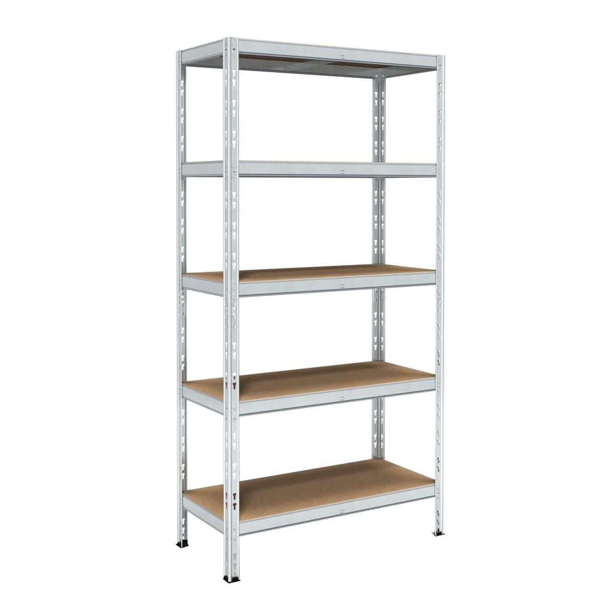 Bricocenter Metal and Wood Shelving L90XP40XH180CM, 175 KG, 5 Space Shelves