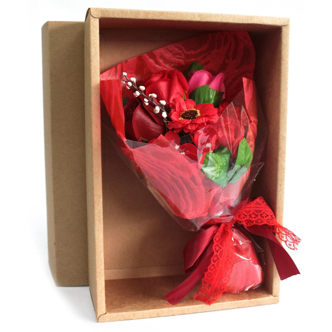 Boxed Hand Soap Flower Bouquet - Red - best price from Maltashopper.com SFB-08