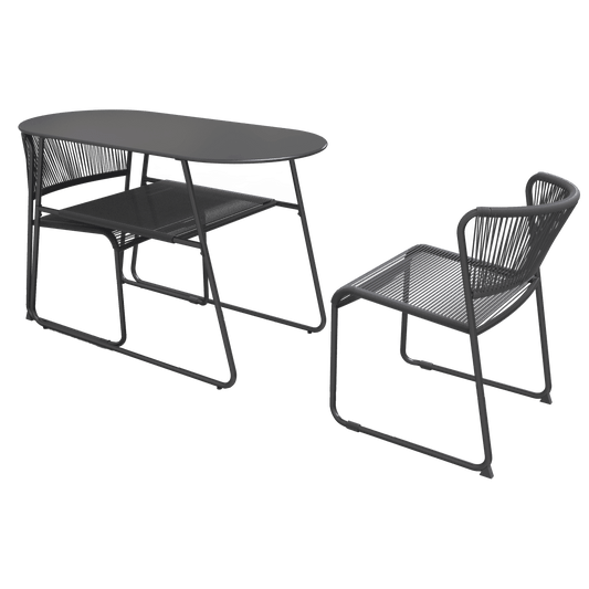 ARMCHAIR DUO NATERIAL Steel and wicker 50X59X71.5H cm anthracite - best price from Maltashopper.com BR500013655