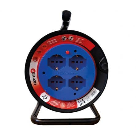 CABLE REEL 25MT 16A PLUG 4 UNIVERSAL SOCKETS FIXED DRUM LEXMAN CIRCUIT BREAKER - best price from Maltashopper.com BR420210016
