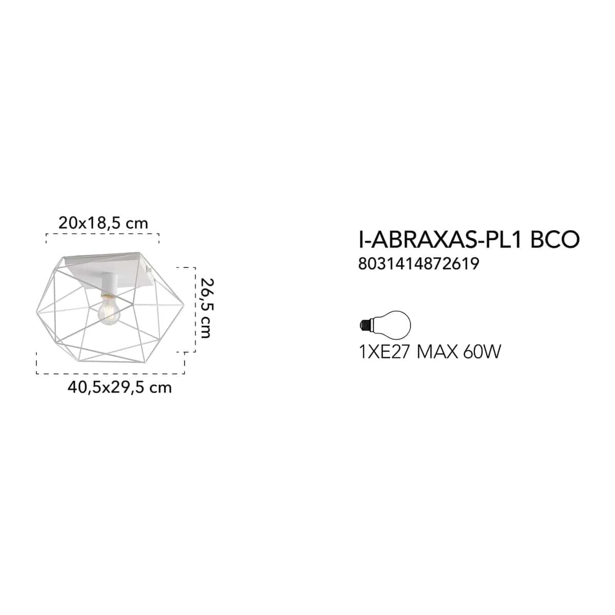 Bricocenter ABRAXAS METAL CEILING LAMP WHITE 30X40 CM E27=40W