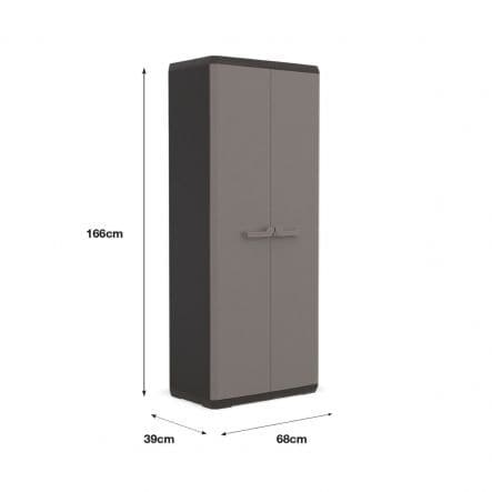 Bricocenter HIGH ALL-SHELF CUPBOARD 2 DOORS 3 NON-ADJUSTABLE SHELVES 68X39X166H LOAD CAPACITY 15KG DARK GREY