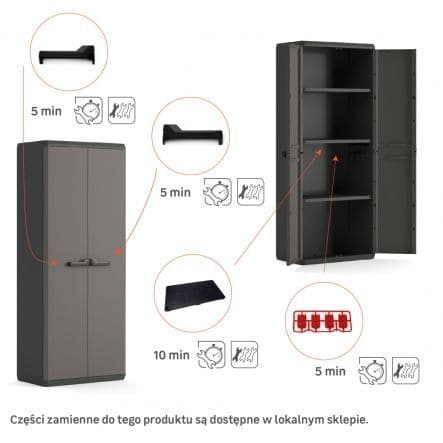 HIGH ALL-SHELF CUPBOARD 2 DOORS 3 NON-ADJUSTABLE SHELVES 68X39X166H LOAD CAPACITY 15KG DARK GREY - Premium Resin wardrobes from Bricocenter - Just €91.99! Shop now at Maltashopper.com